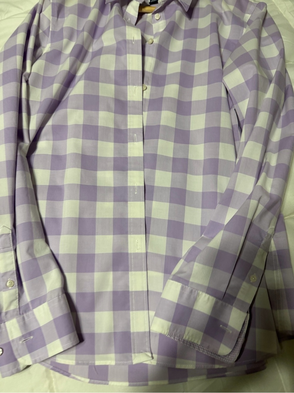 Chaps Women’s Lavender and White Gingham Button-Down Shirt - Picture 4 of 4